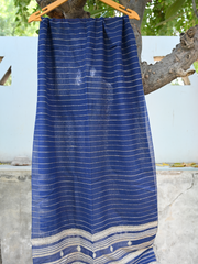 Kala cotton+ tussar  Daman woven stole blue colour