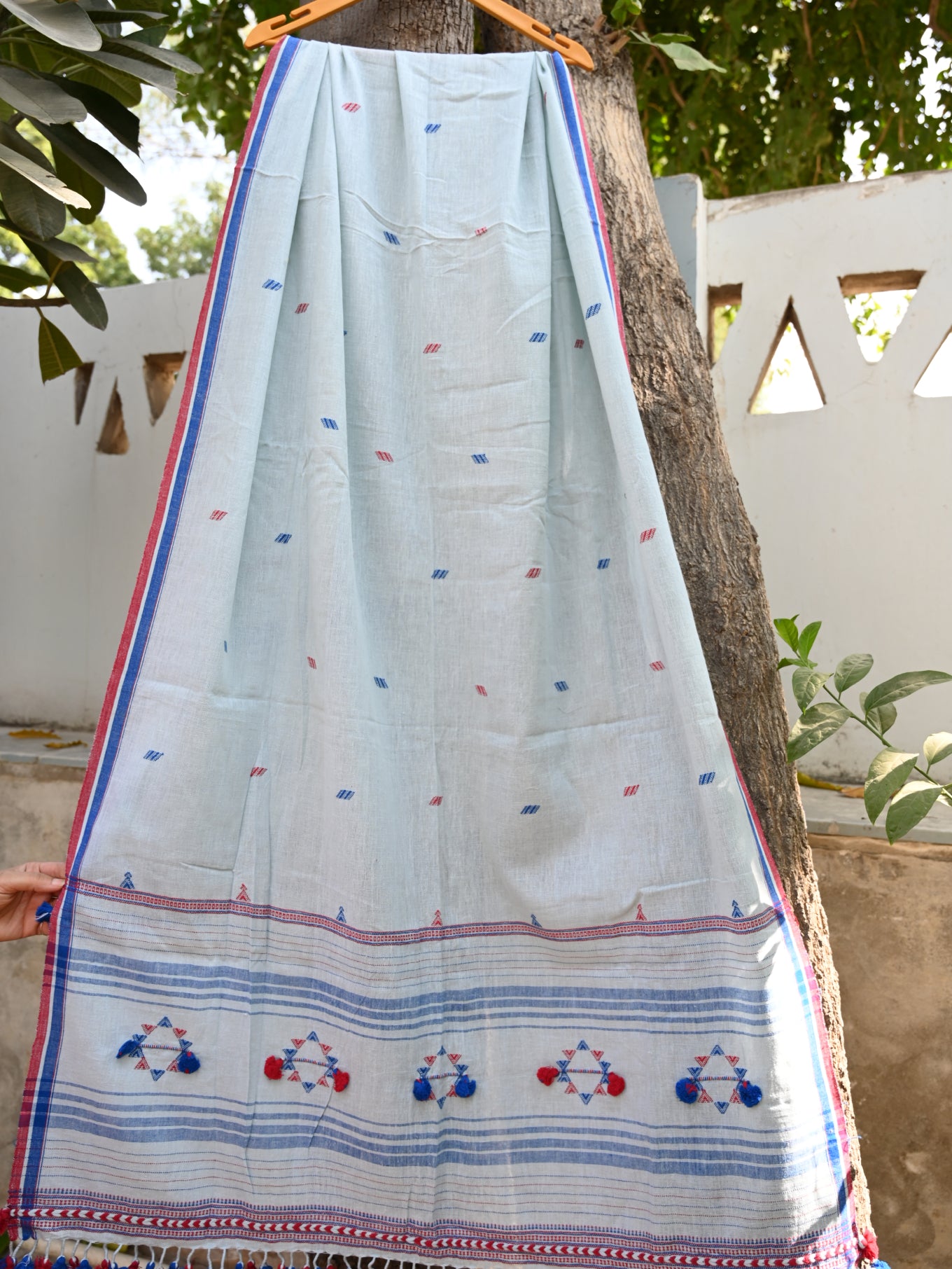 Kala cotton light blue woven dupatta