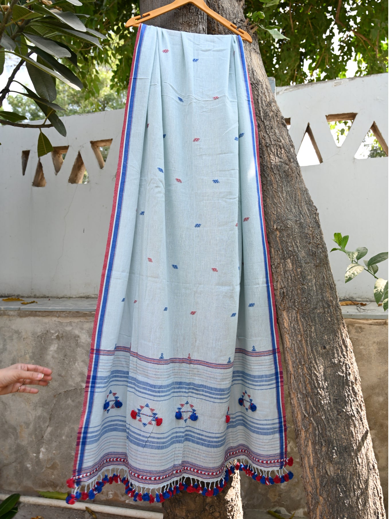 Kala cotton light blue woven dupatta