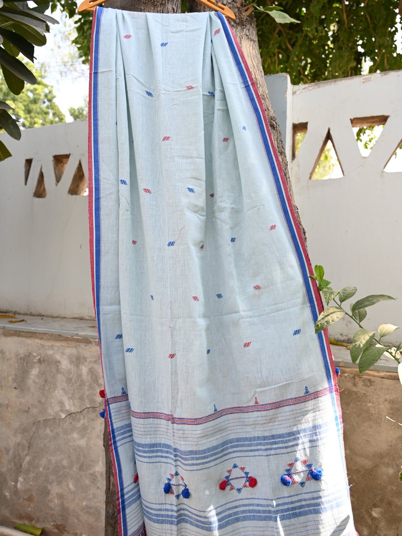 Kala cotton light blue woven dupatta