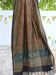 Ajrakh chanderi silk dupatta multi colour