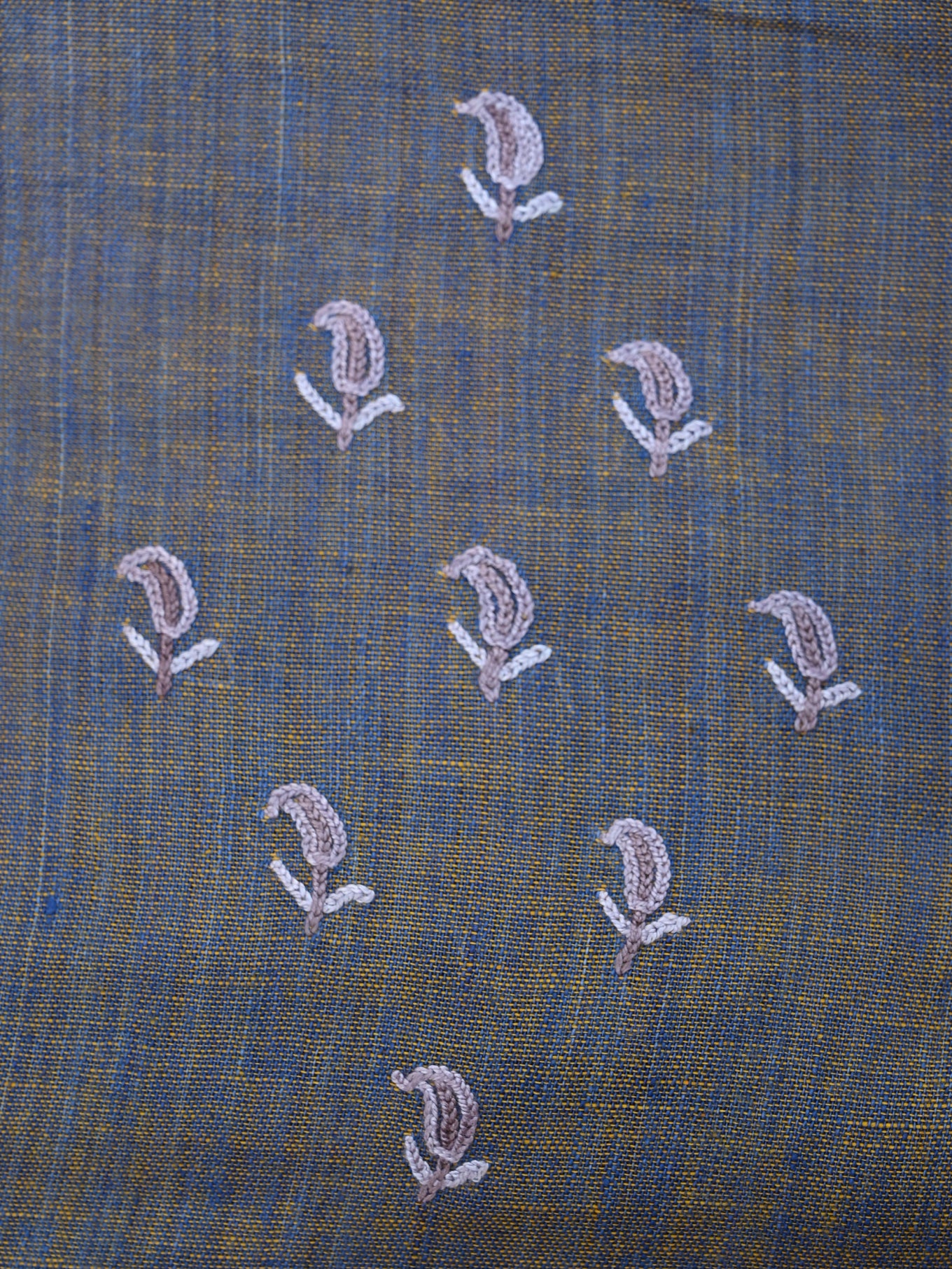 Kashmiri hand embroidery on khadi silk fabric