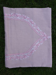 Baby pink colour khadi fabric with kashmiri hand embroidery