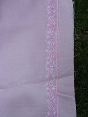 Baby pink colour khadi fabric with kashmiri hand embroidery