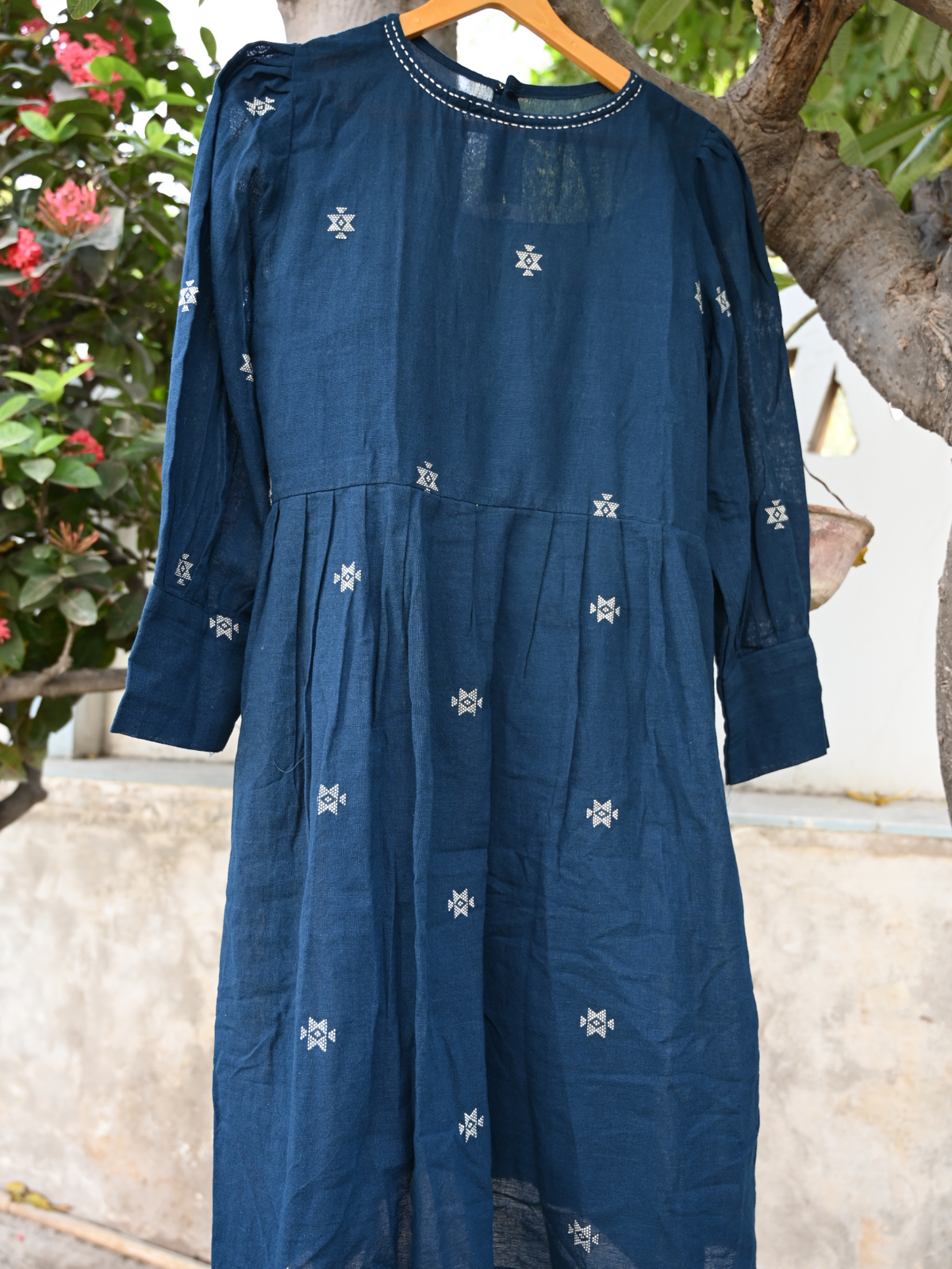 Kala cotton dress with choumukh motif