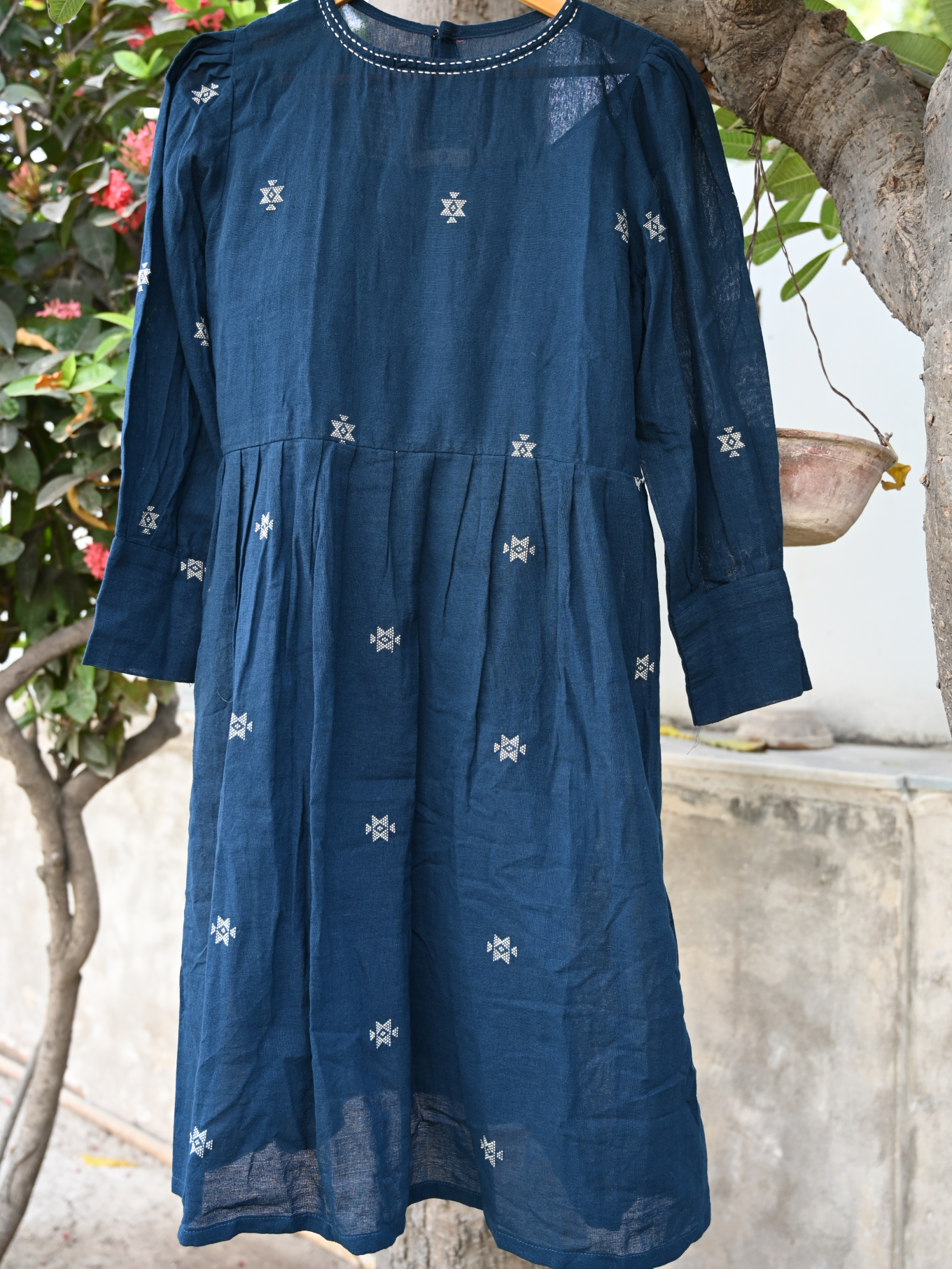 Kala cotton dress with choumukh motif