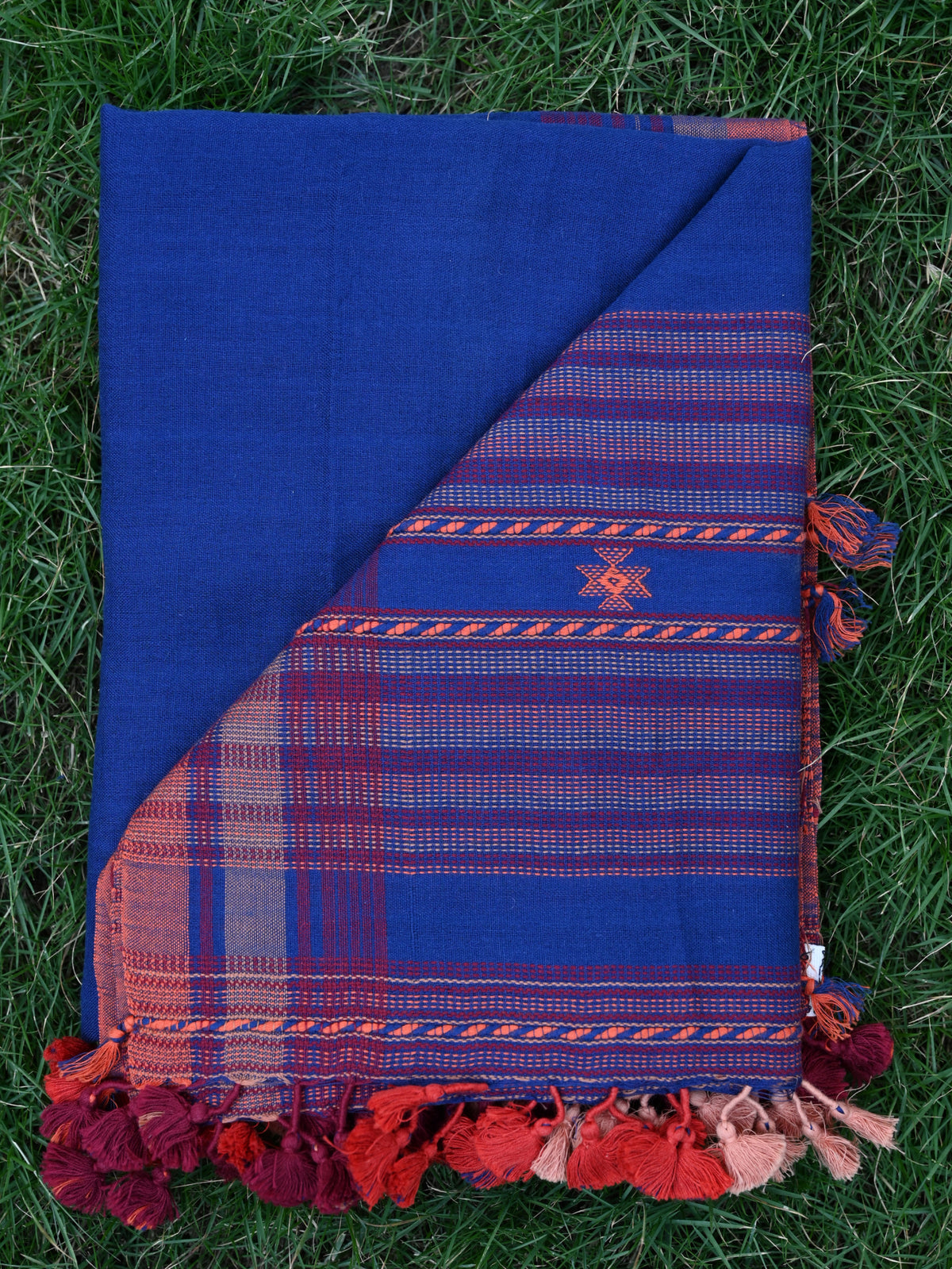 Extra weft stole blue colour