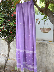 Jamdani cotton dupatta purple