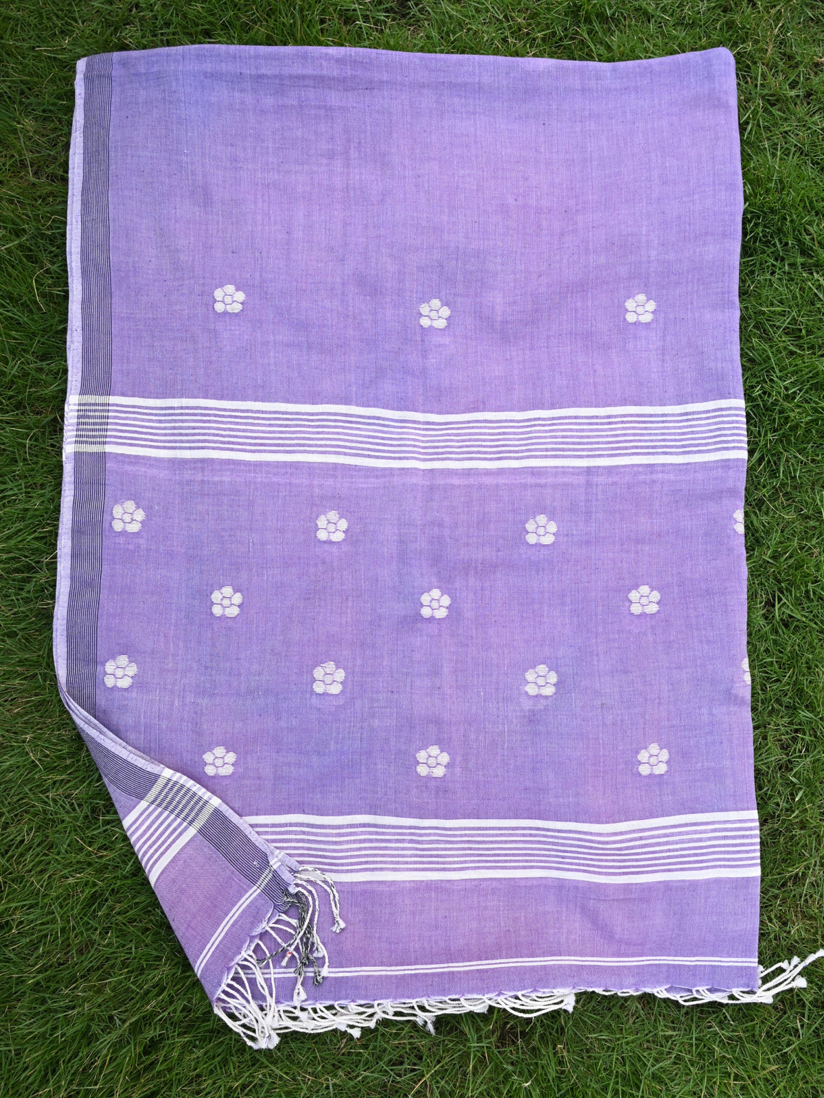 Jamdani cotton dupatta purple