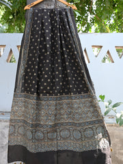 Ajrakh cotton dupatta black