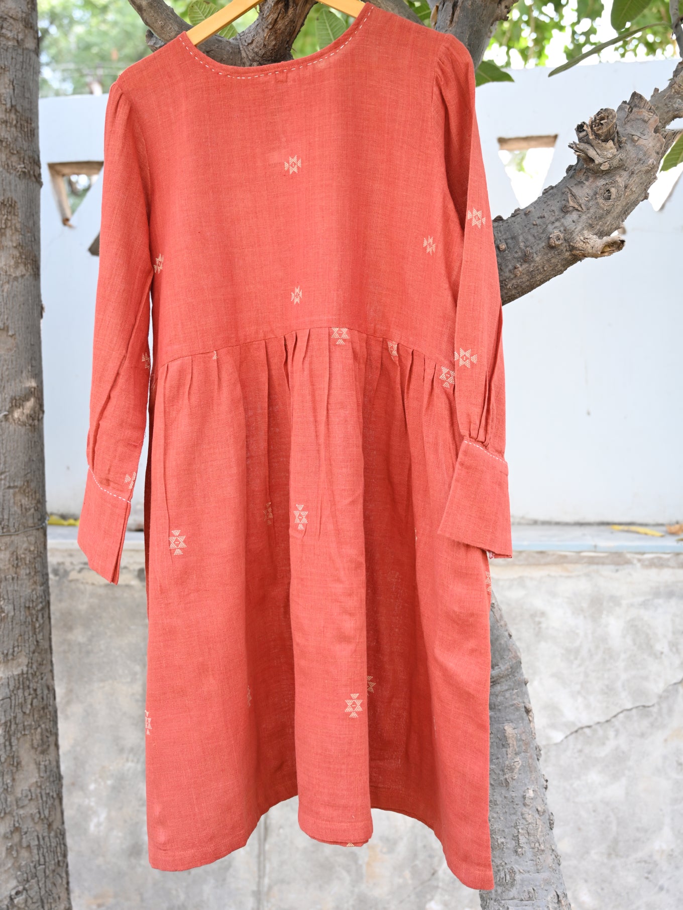 Kala cotton dress with choumukh motif