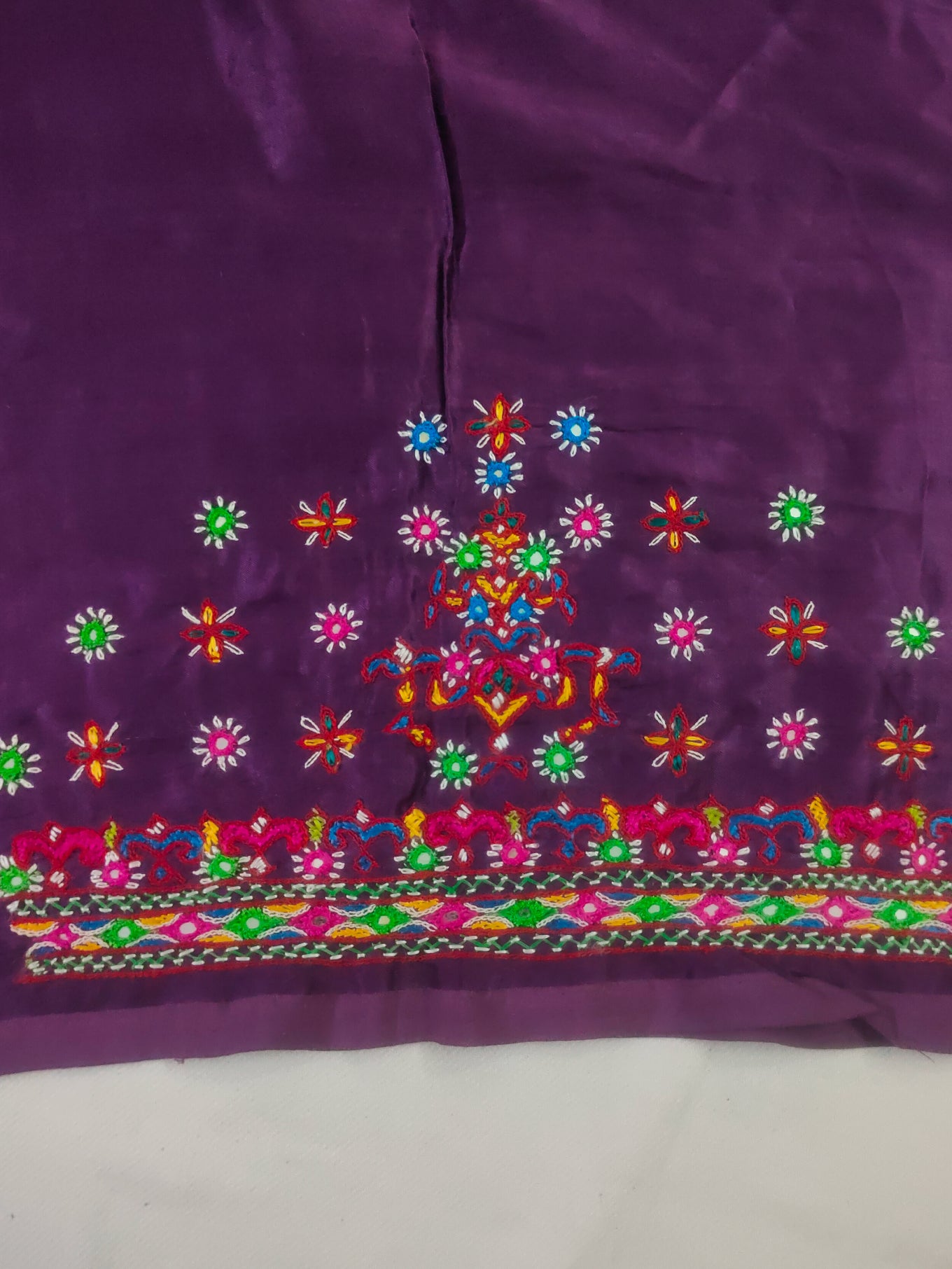 Bakhiya Work Hand Embroidery Blouse - Unstitched