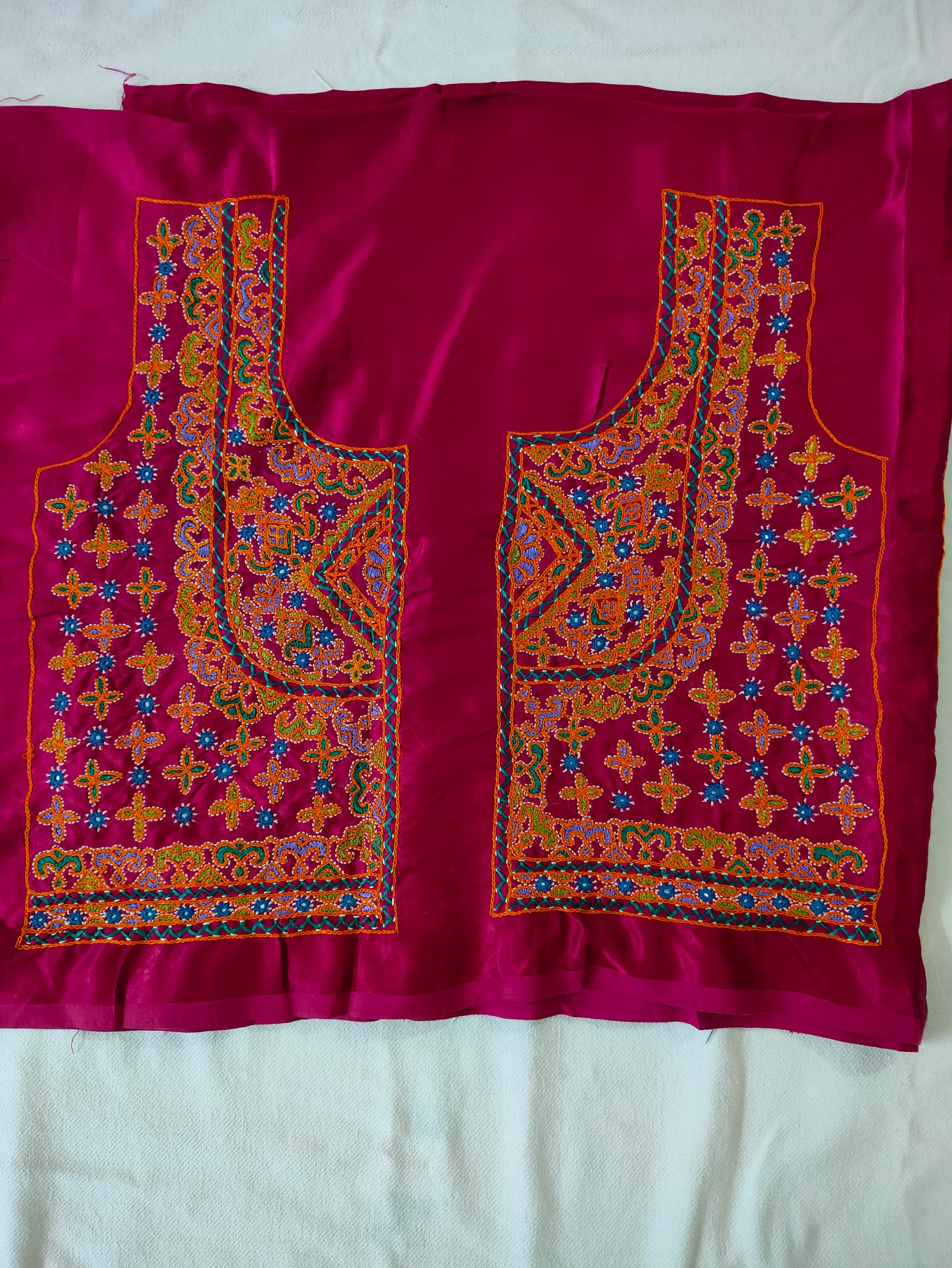 Bakhiya Work Hand Embroidery Blouse - Unstitched