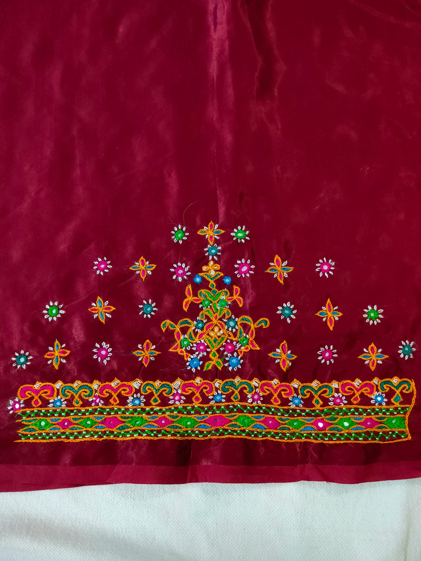 Bakhiya Work Hand Embroidery Blouse - Unstitched