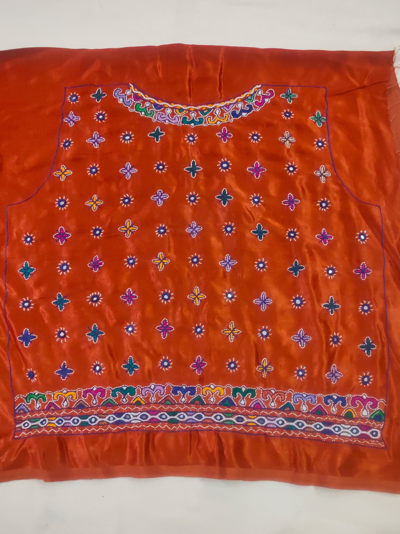 Bakhiya Work Hand Embroidery Blouse - Unstitched