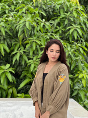 Kala cotton shrug with kashmiri hand embroidery