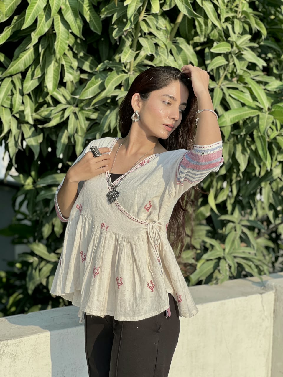White Kediya Style Top ( Kala cotton)
