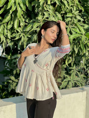 White Kediya Style Top ( Kala cotton)