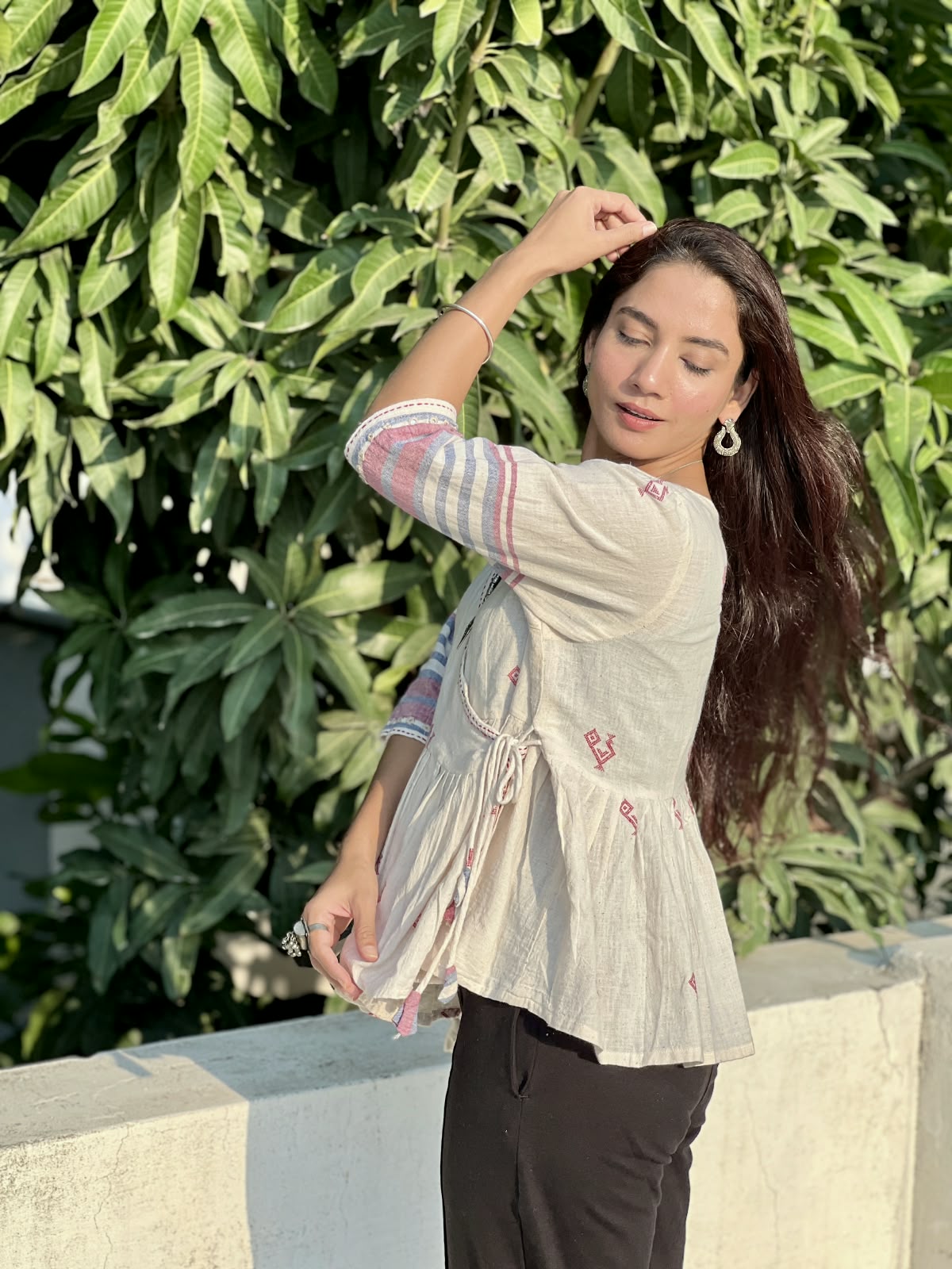 White Kediya Style Top ( Kala cotton)