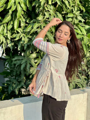 White Kediya Style Top ( Kala cotton)