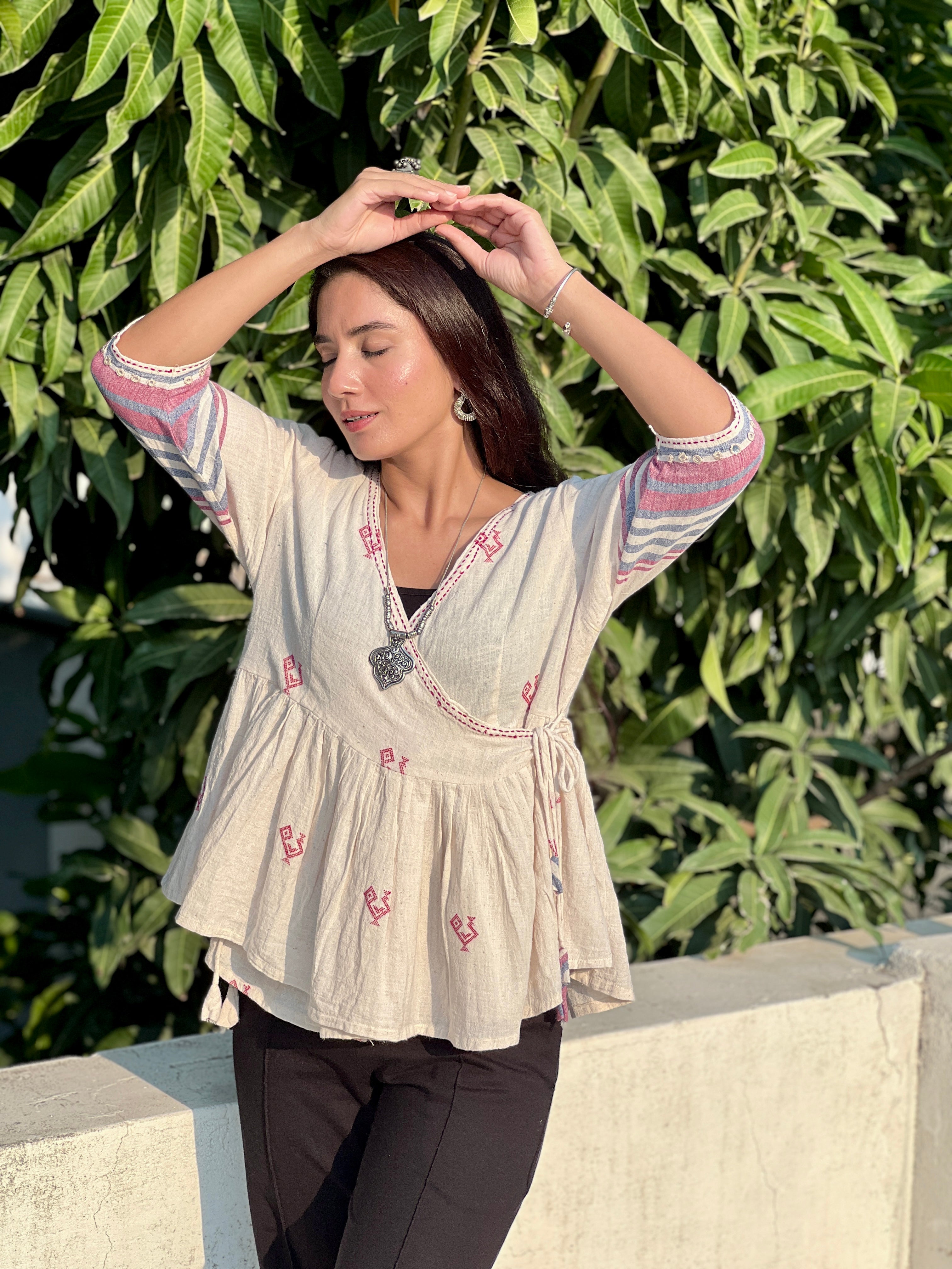 White Kediya Style Top ( Kala cotton)
