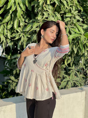White Kediya Style Top ( Kala cotton)