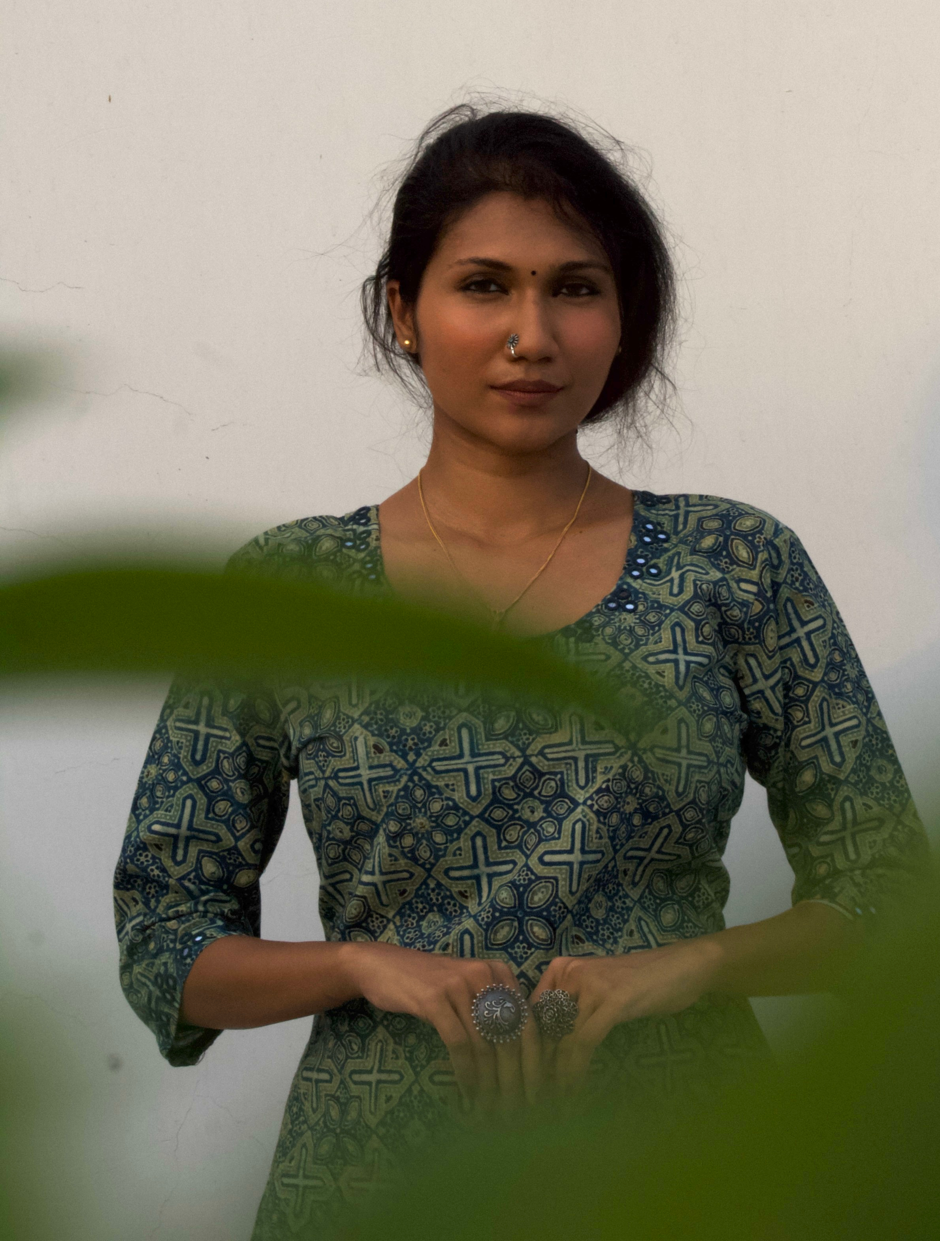 Ajrakh Angarkha Kurtis with Mirror Work