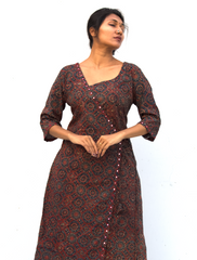 Ajrakh Angarkha Kurtis with Mirror Work
