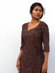 Ajrakh Angarkha Kurtis with Mirror Work