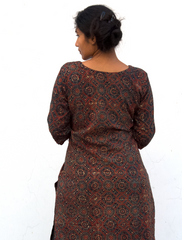 Ajrakh Angarkha Kurtis with Mirror Work