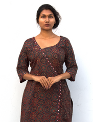 Ajrakh Angarkha Kurtis with Mirror Work