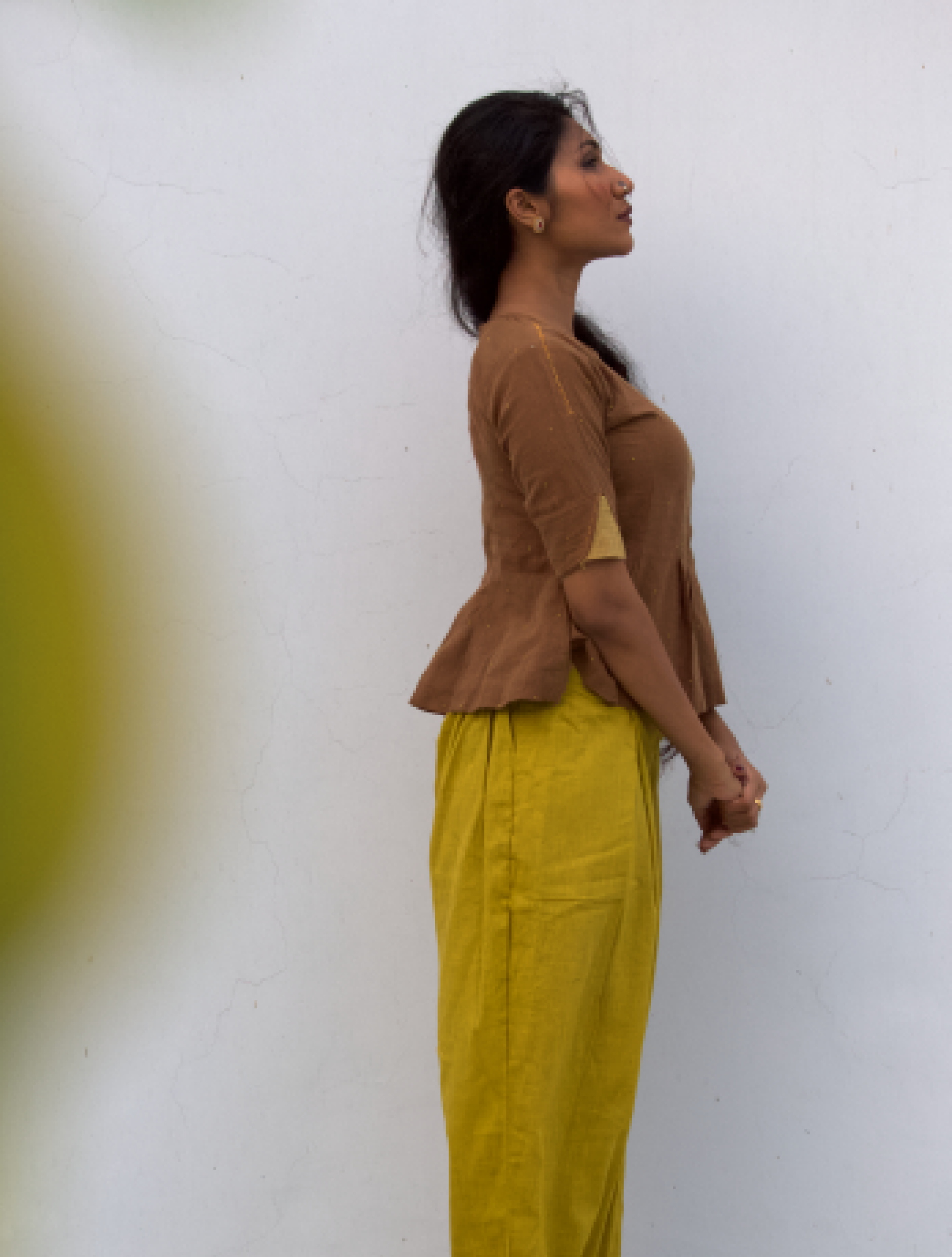 Tangaliya Brown Top Yellow (kala cotton)Pant