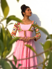 Organic cotton Pink/powder blue Dress Only