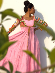 Organic cotton Pink/powder blue Dress Only