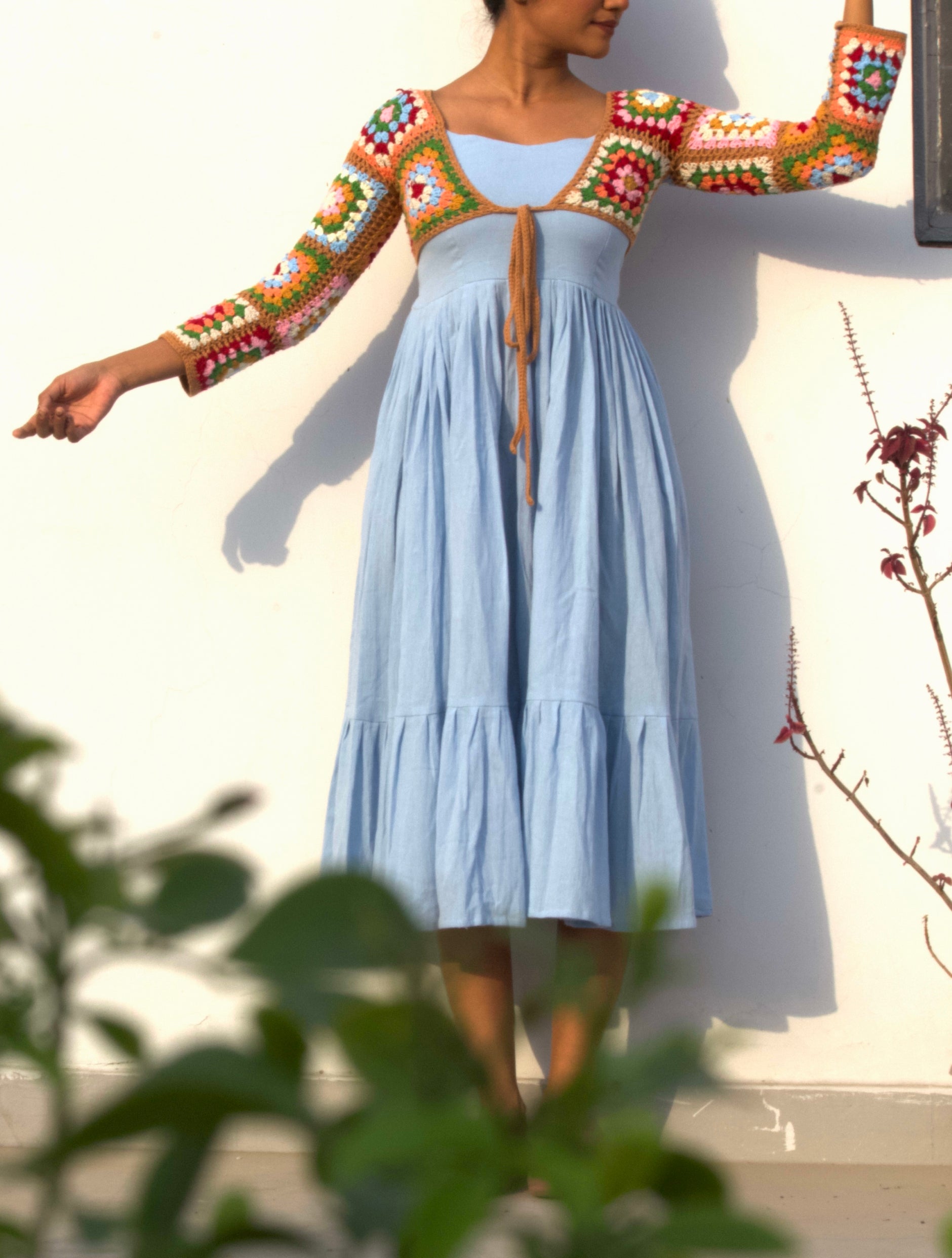 Organic cotton Pink/powder blue Dress Only