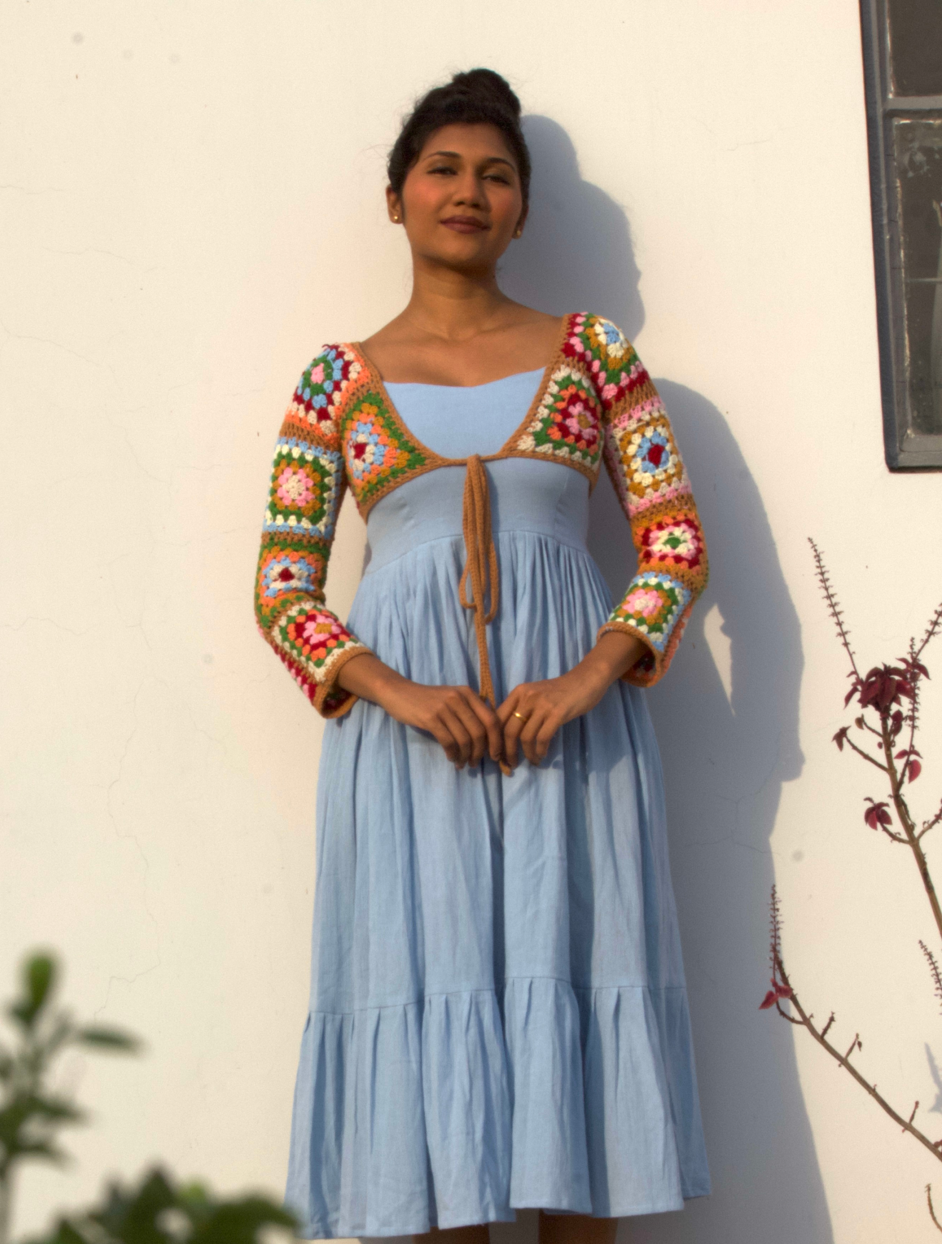 Organic cotton Pink/powder blue Dress Only
