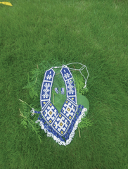 Dual-Tone Blue and White Beaded Neckpiece Set