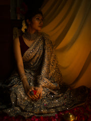 Ajrakh Silk Saree