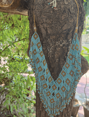 Geometric Beaded Neckpiece with Earrings