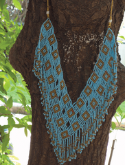 Geometric Beaded Neckpiece with Earrings
