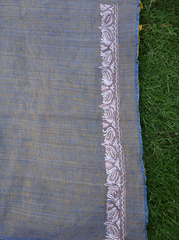 Kashmiri hand embroidery on khadi silk fabric