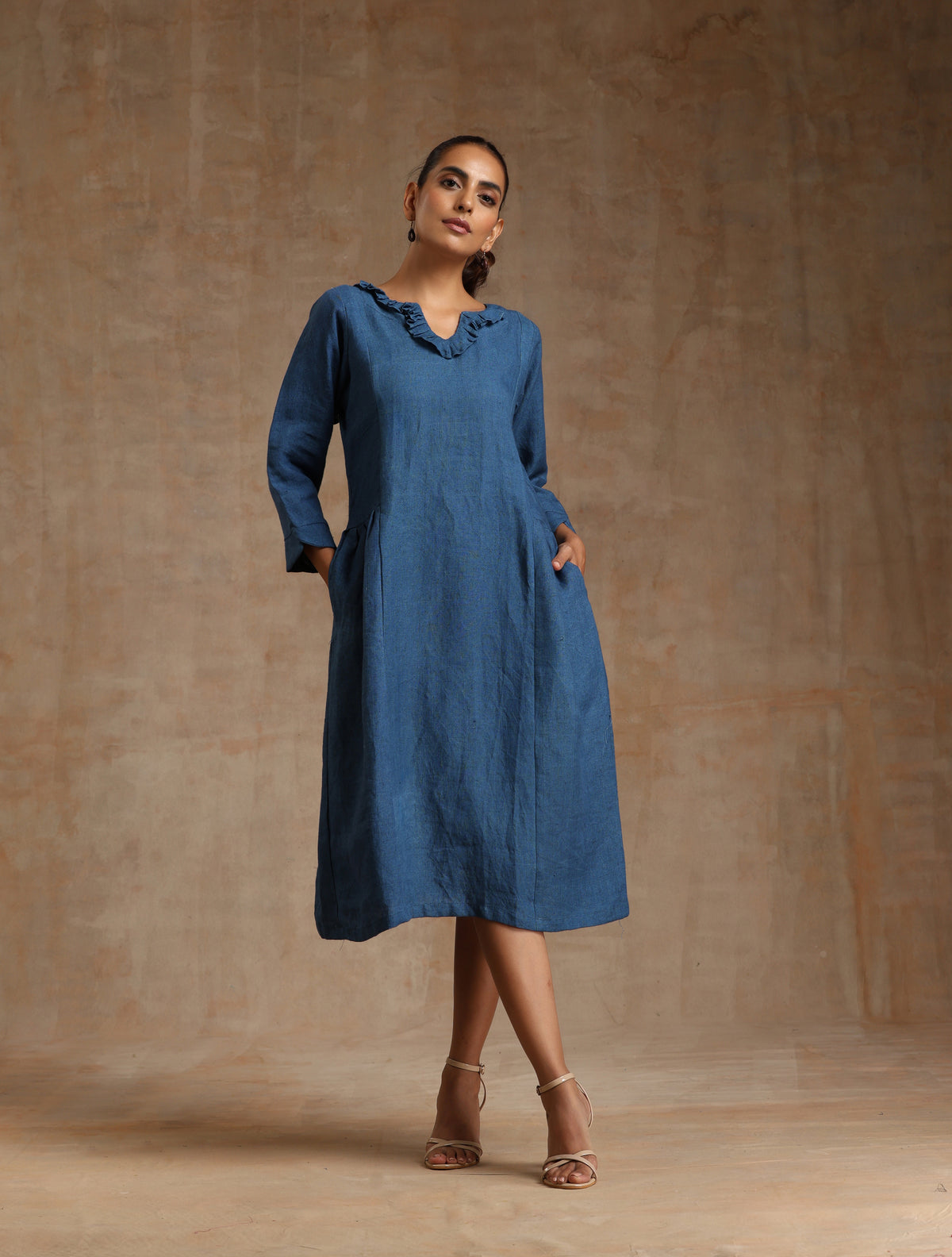 The blue linen dress