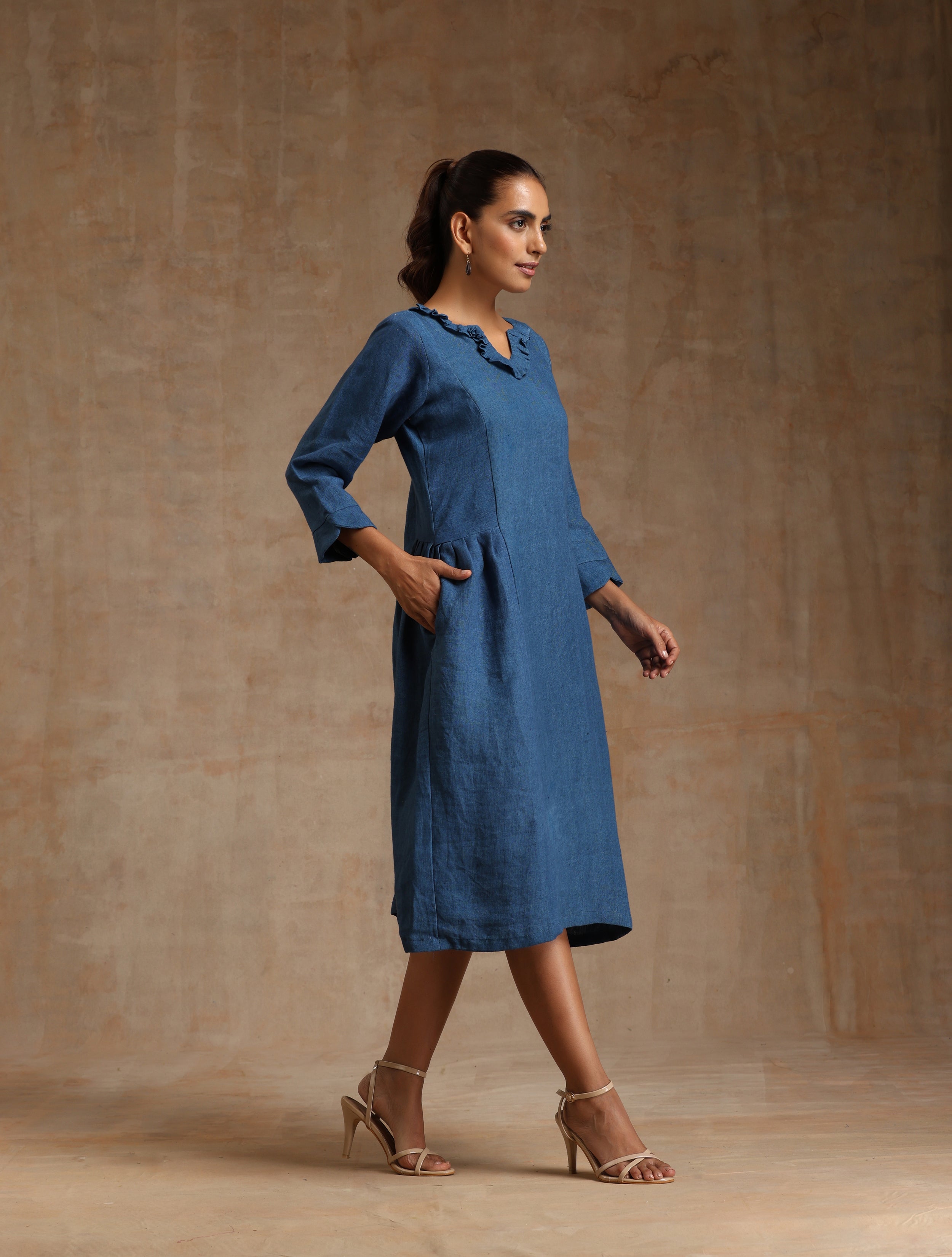 The blue linen dress