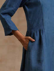 The blue linen dress