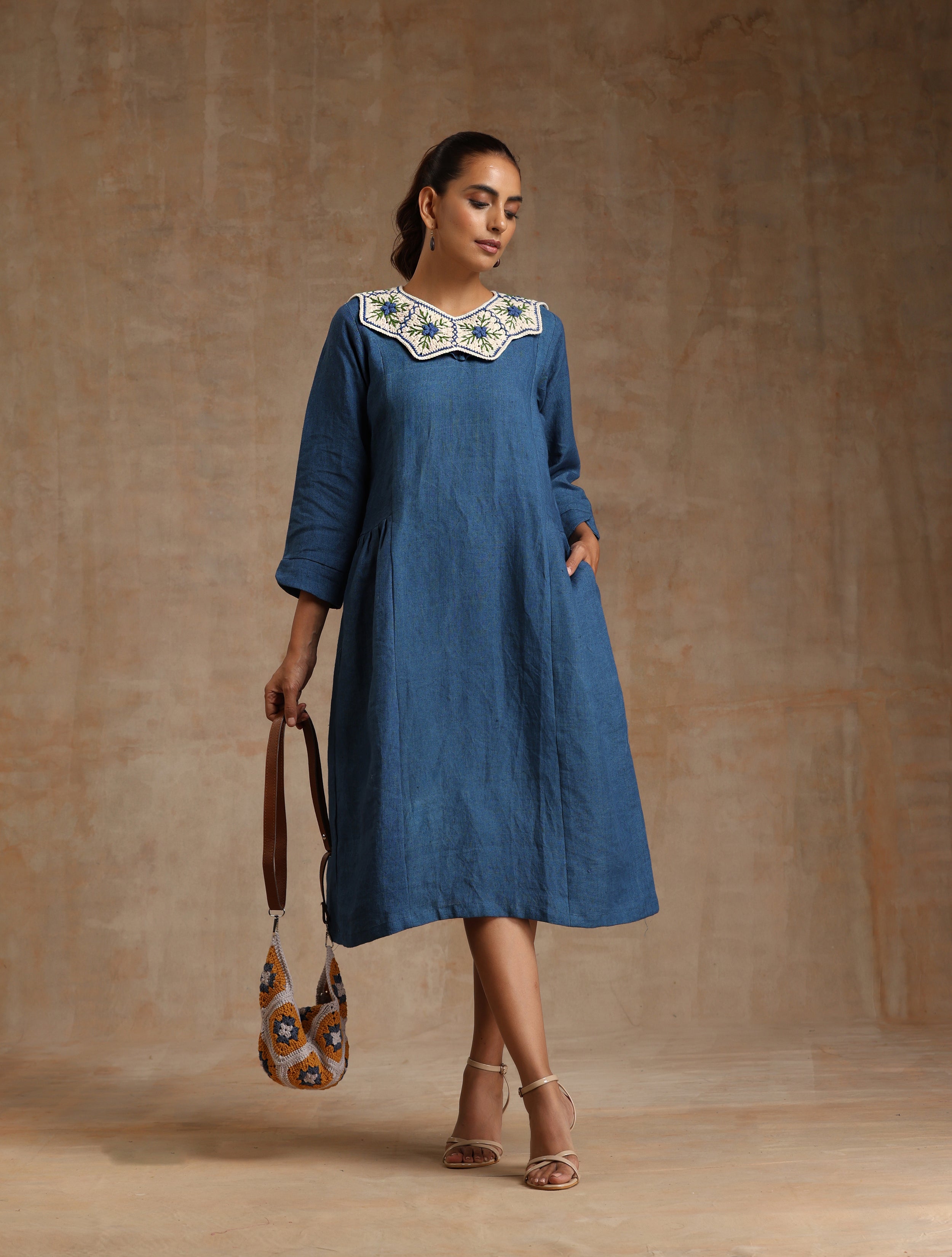 The blue linen dress