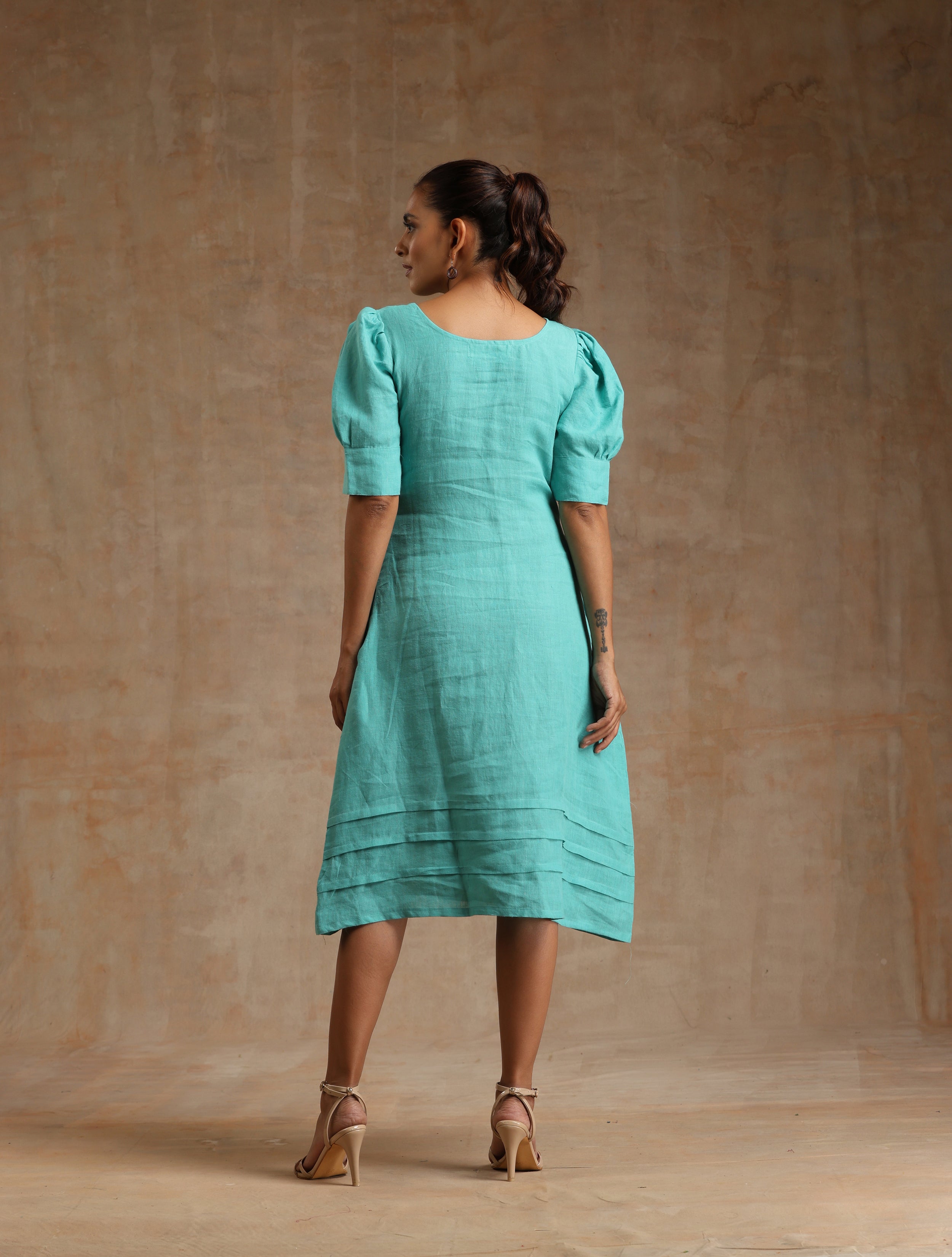 Turquoise Blue Linen dress