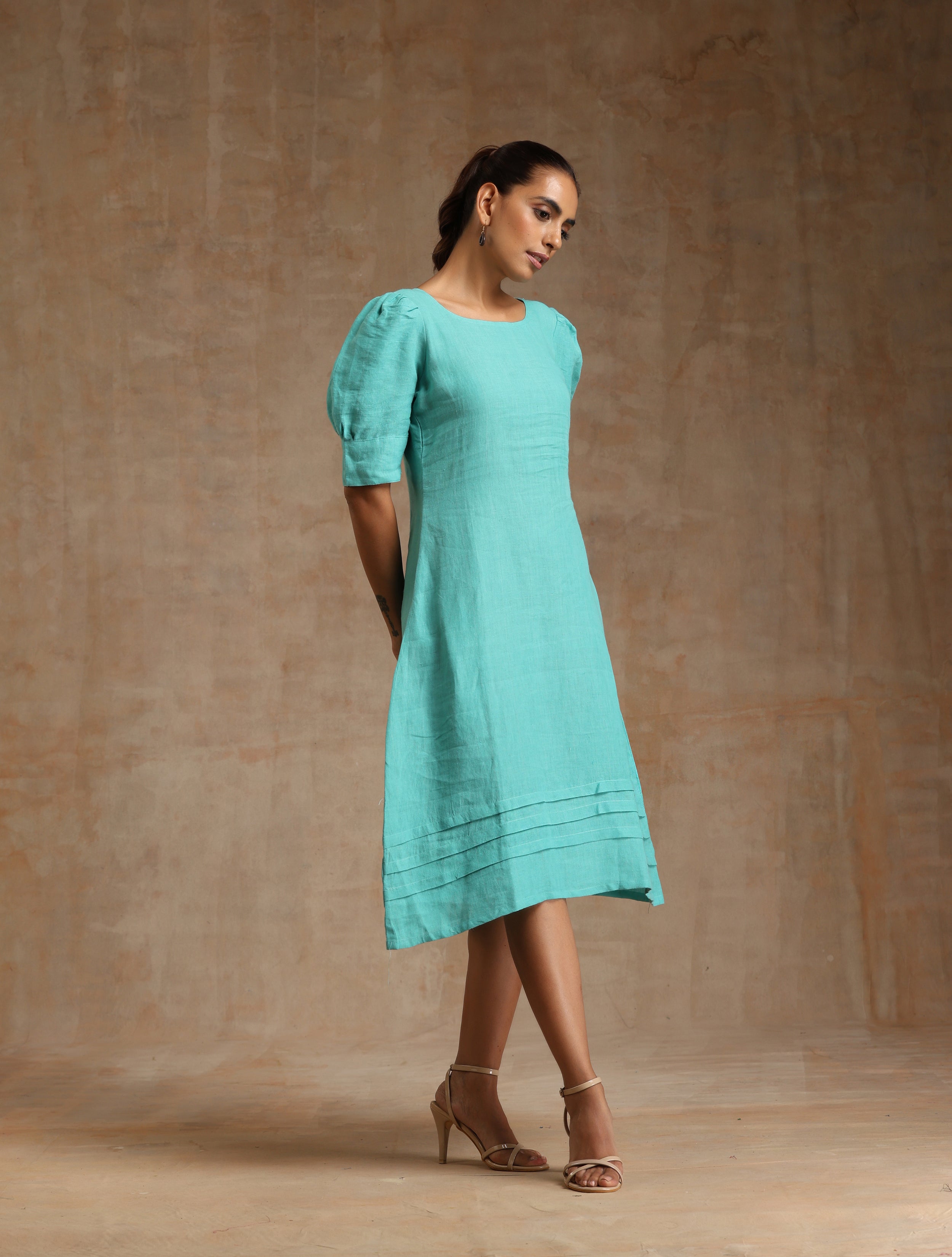 Turquoise Blue Linen dress