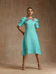 Turquoise Blue Linen dress