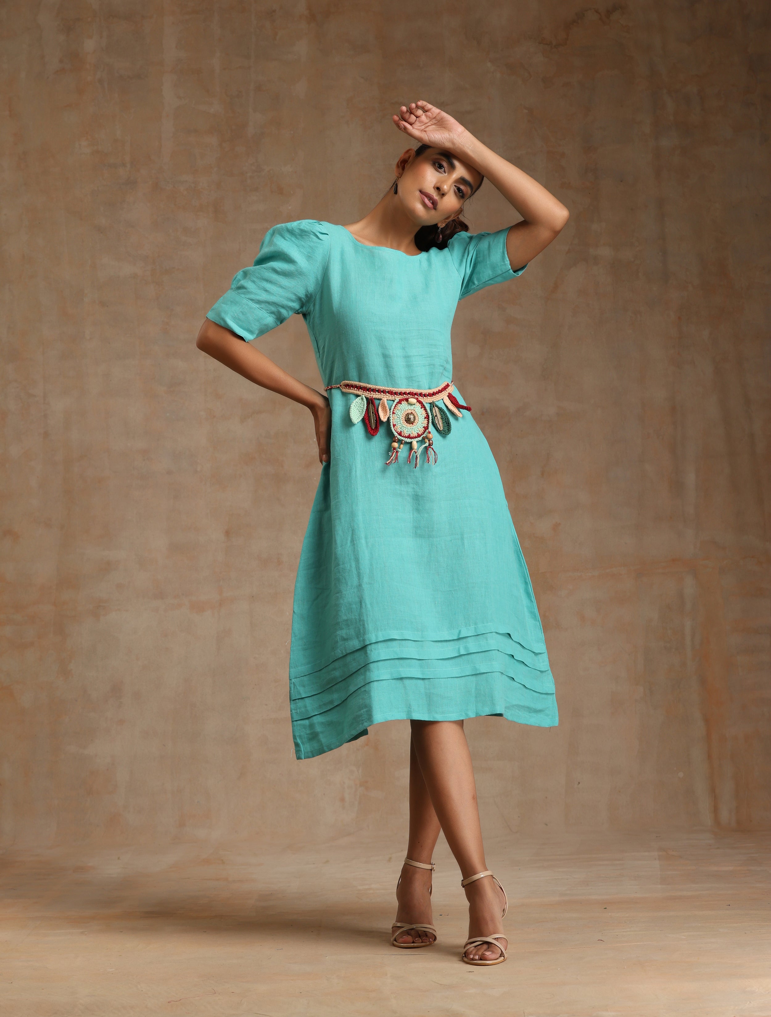 Turquoise Blue Linen dress