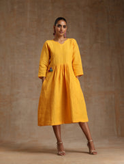 Yellow linen dress